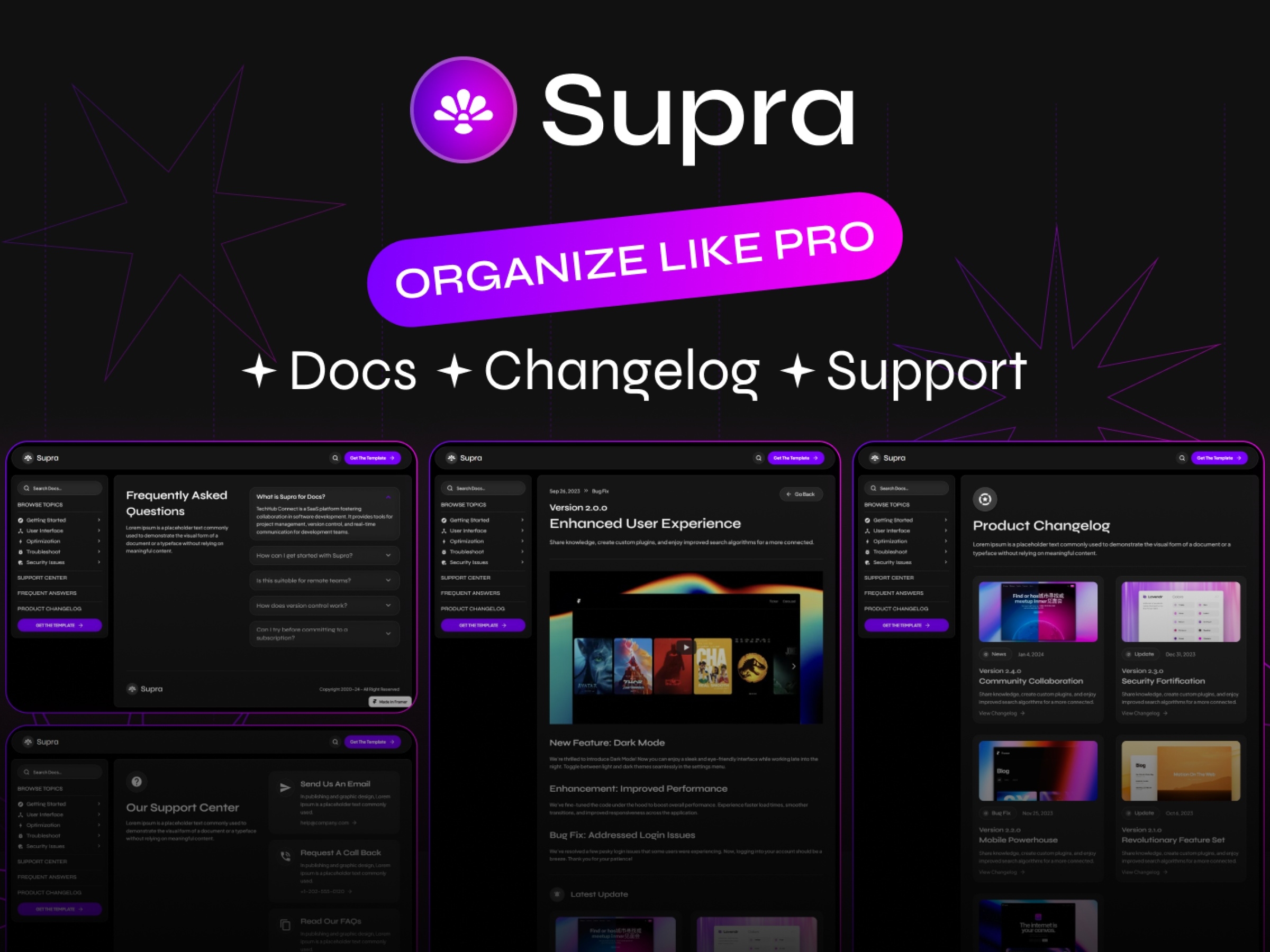 Supra Framer template preview 4