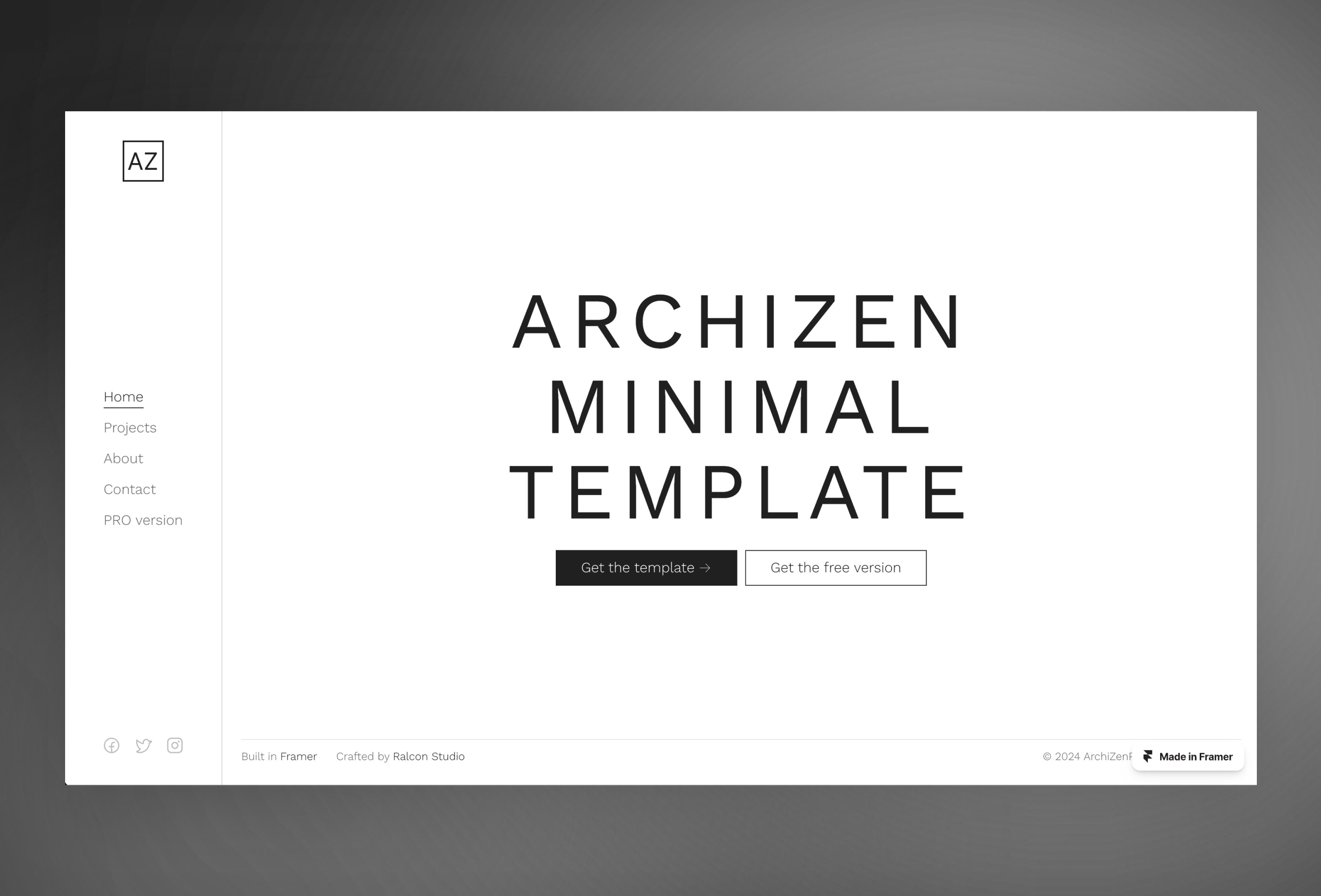 Archizen Framer template preview 2