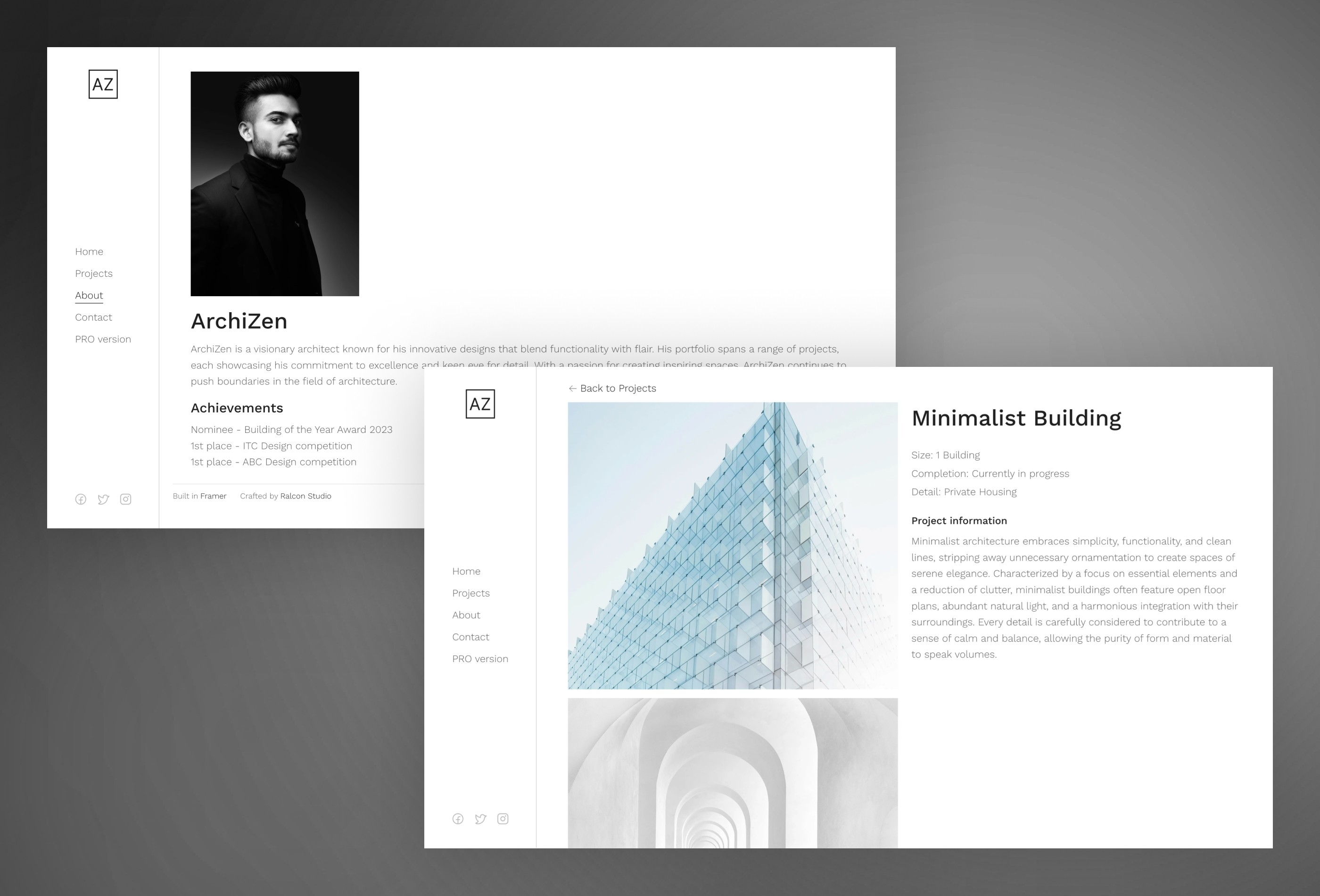 Archizen Framer template preview 4