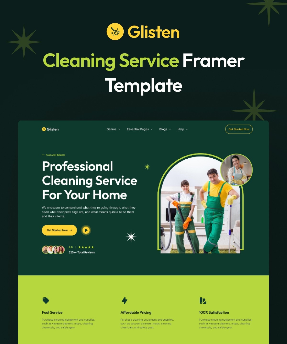 Glisten Framer template preview 1