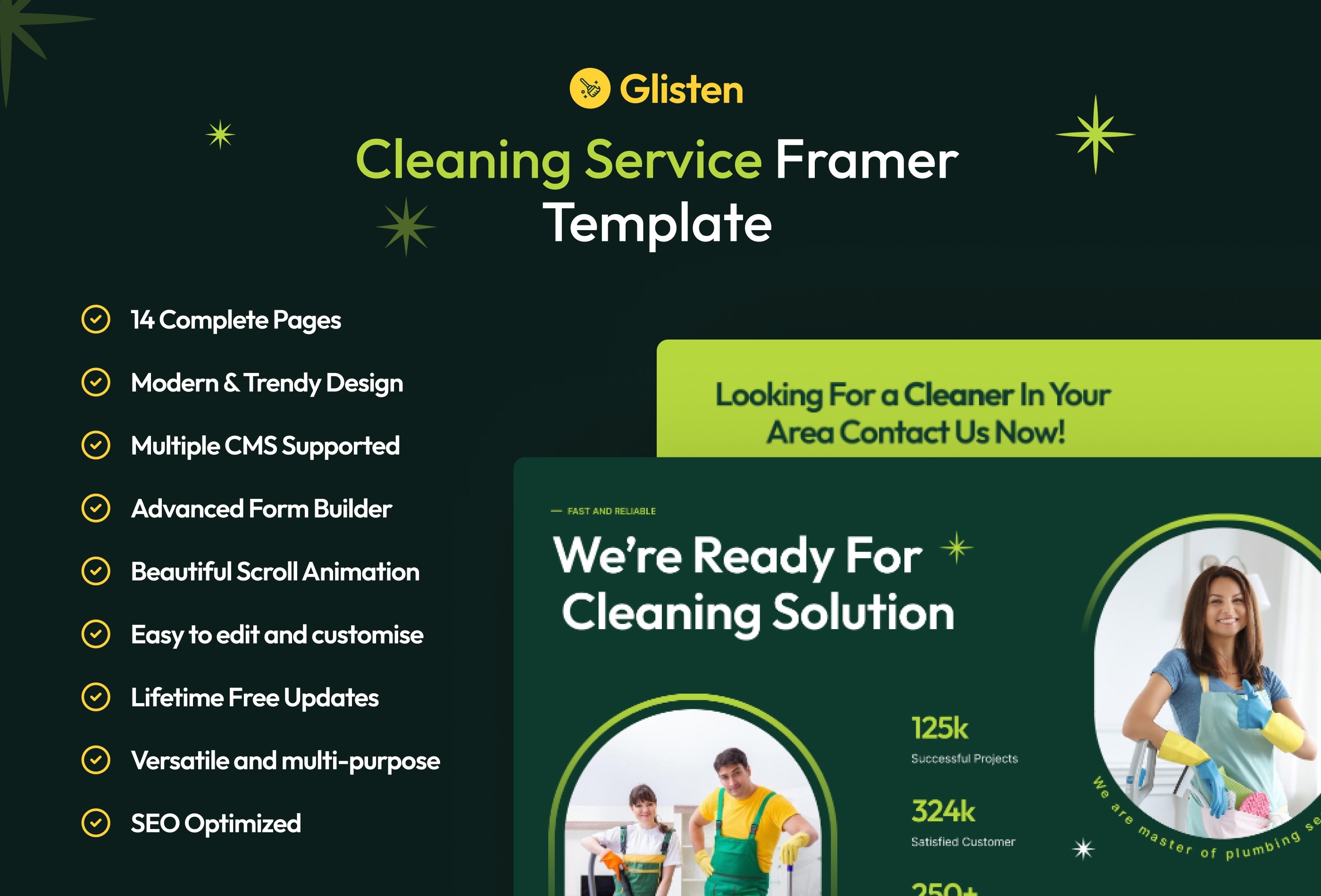 Glisten Framer template preview 2