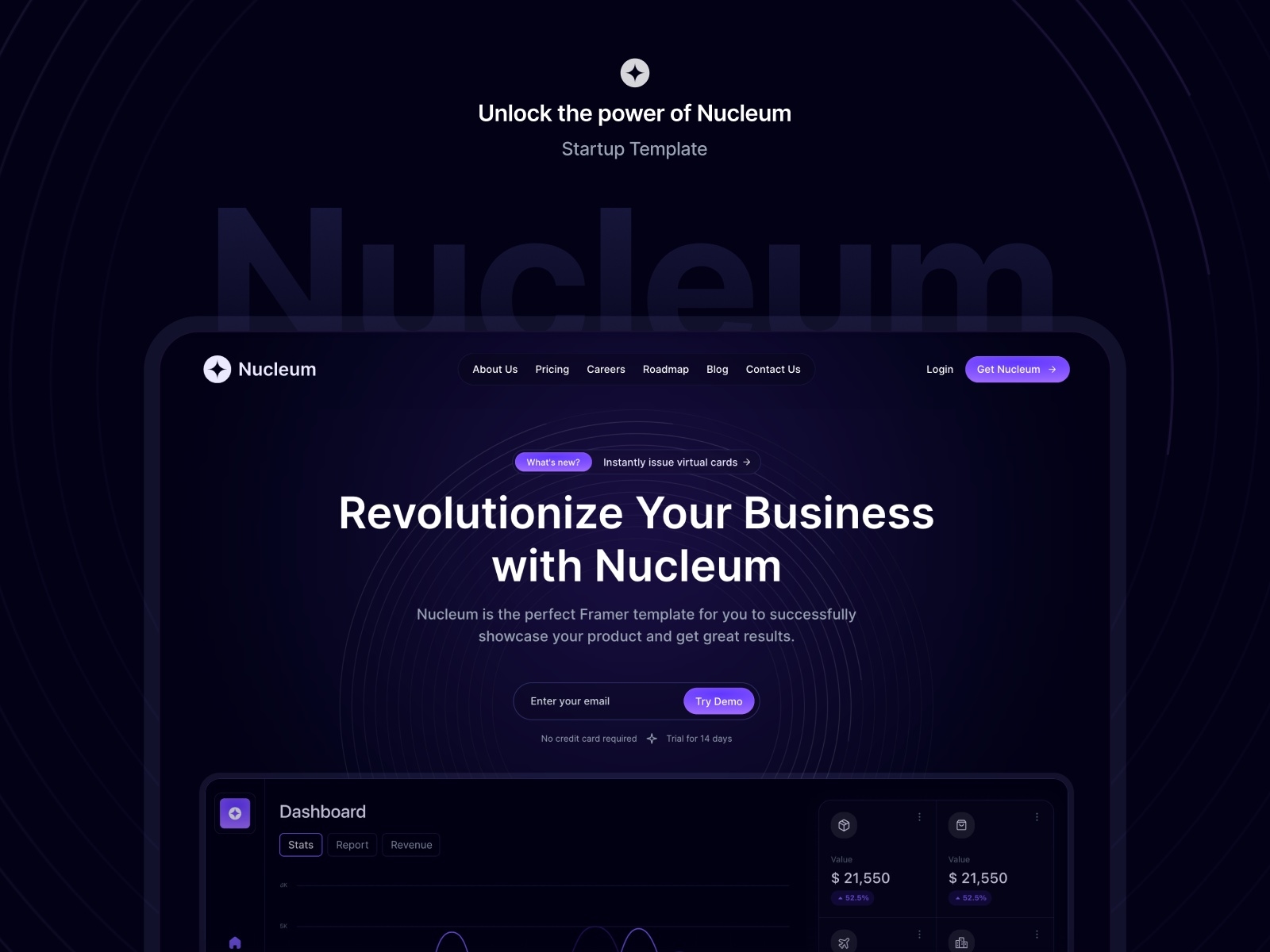 Nucleum Framer template preview 1