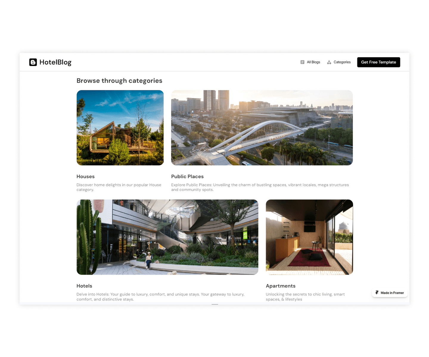 HotelBlog Framer template preview 3