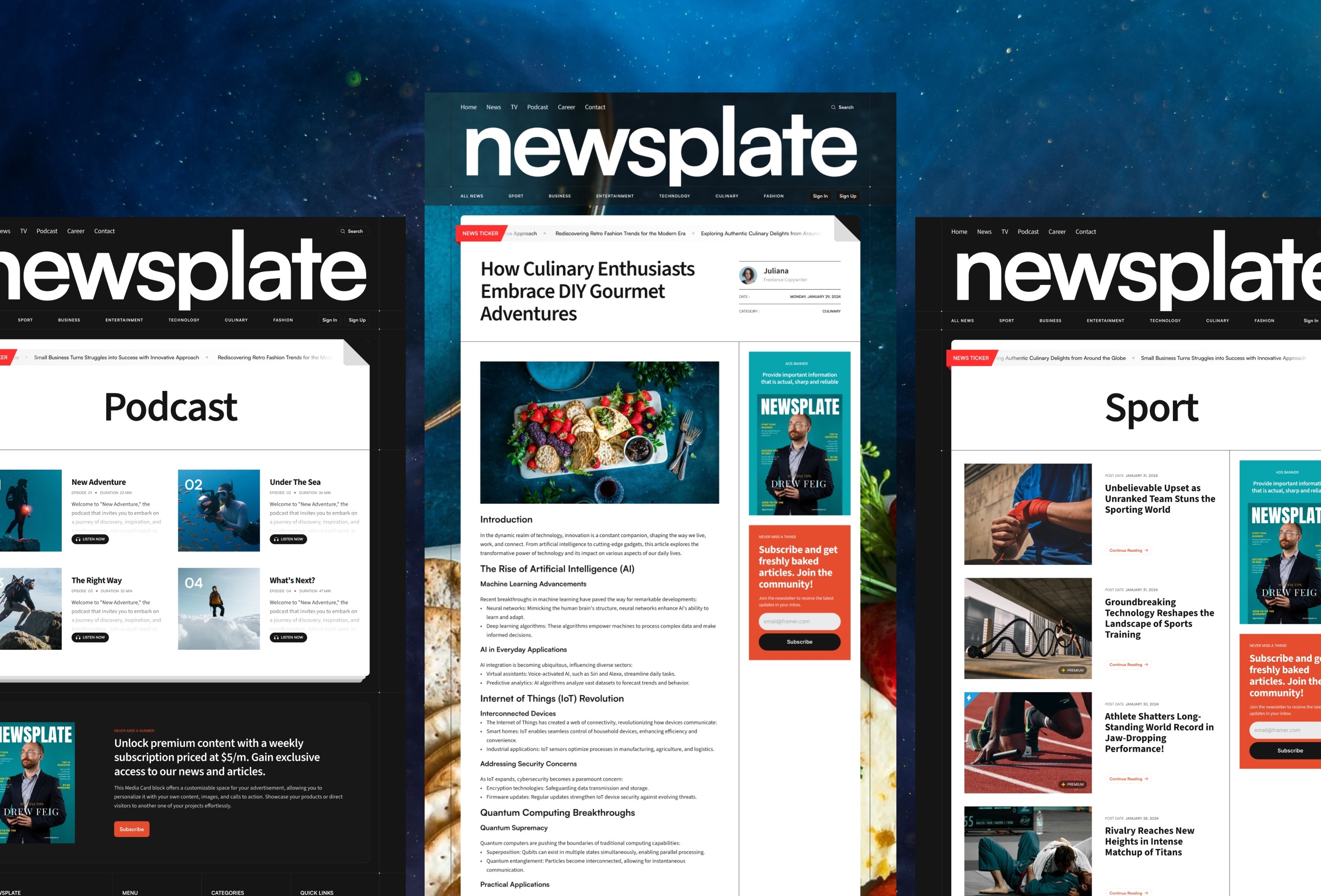 Newsplate Framer template preview 3