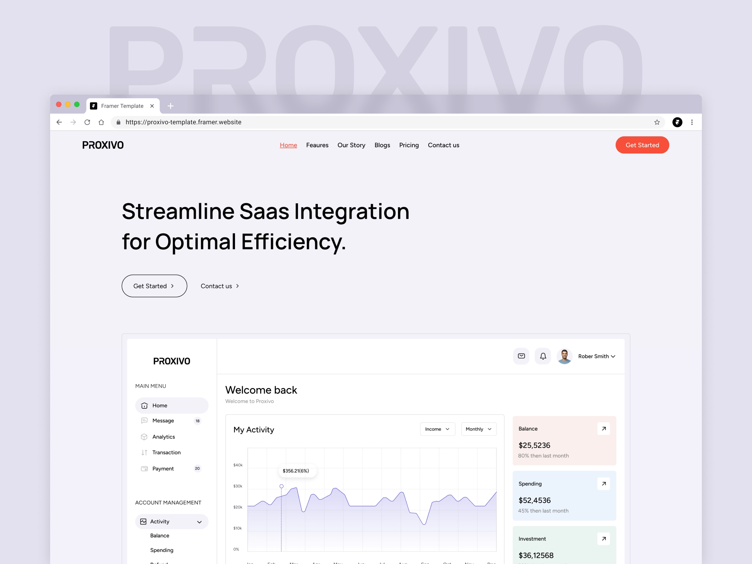 Proxivo Framer template preview 1