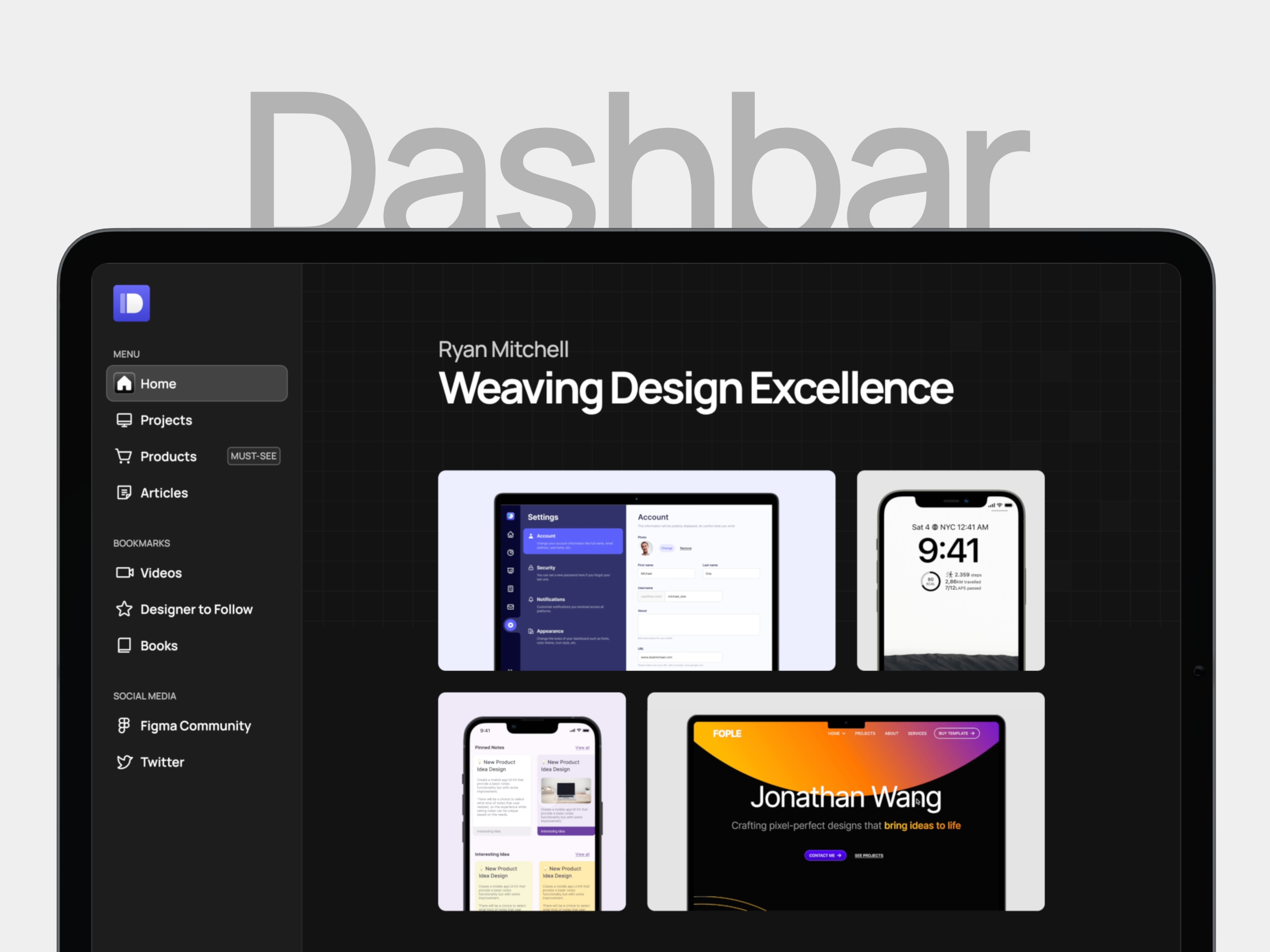 Dashbar Framer template preview 1