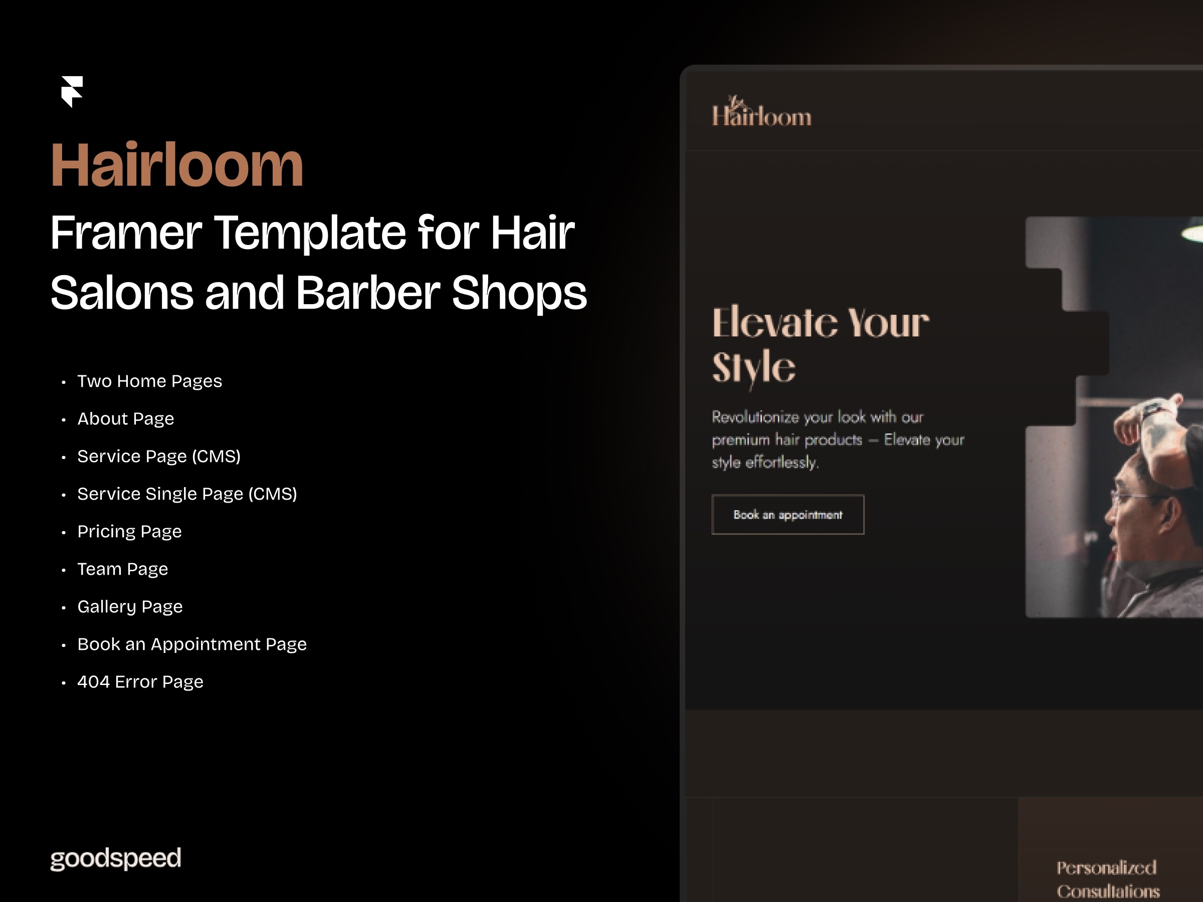 HairLoom Framer template preview 1