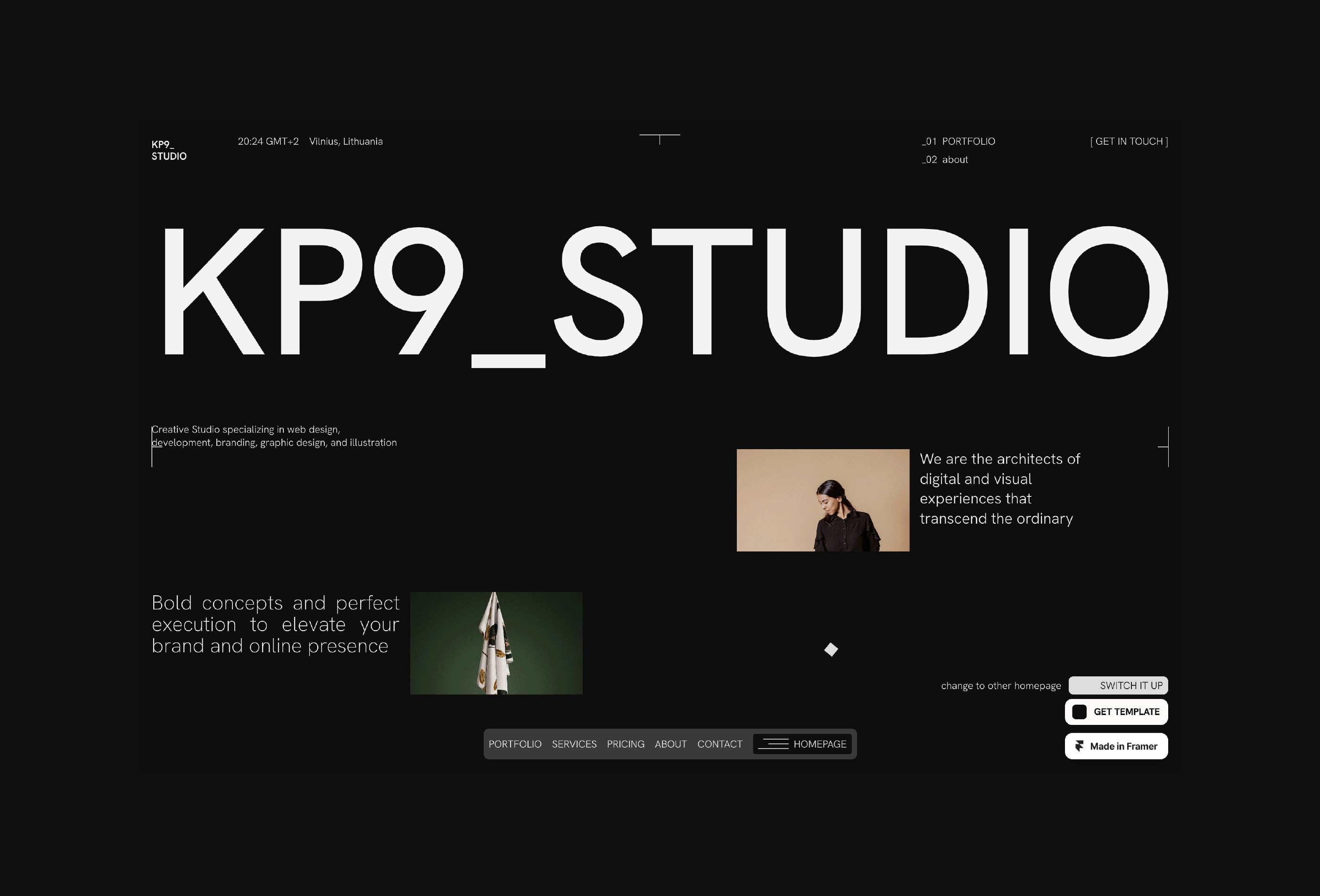 KP9 Framer template preview 2