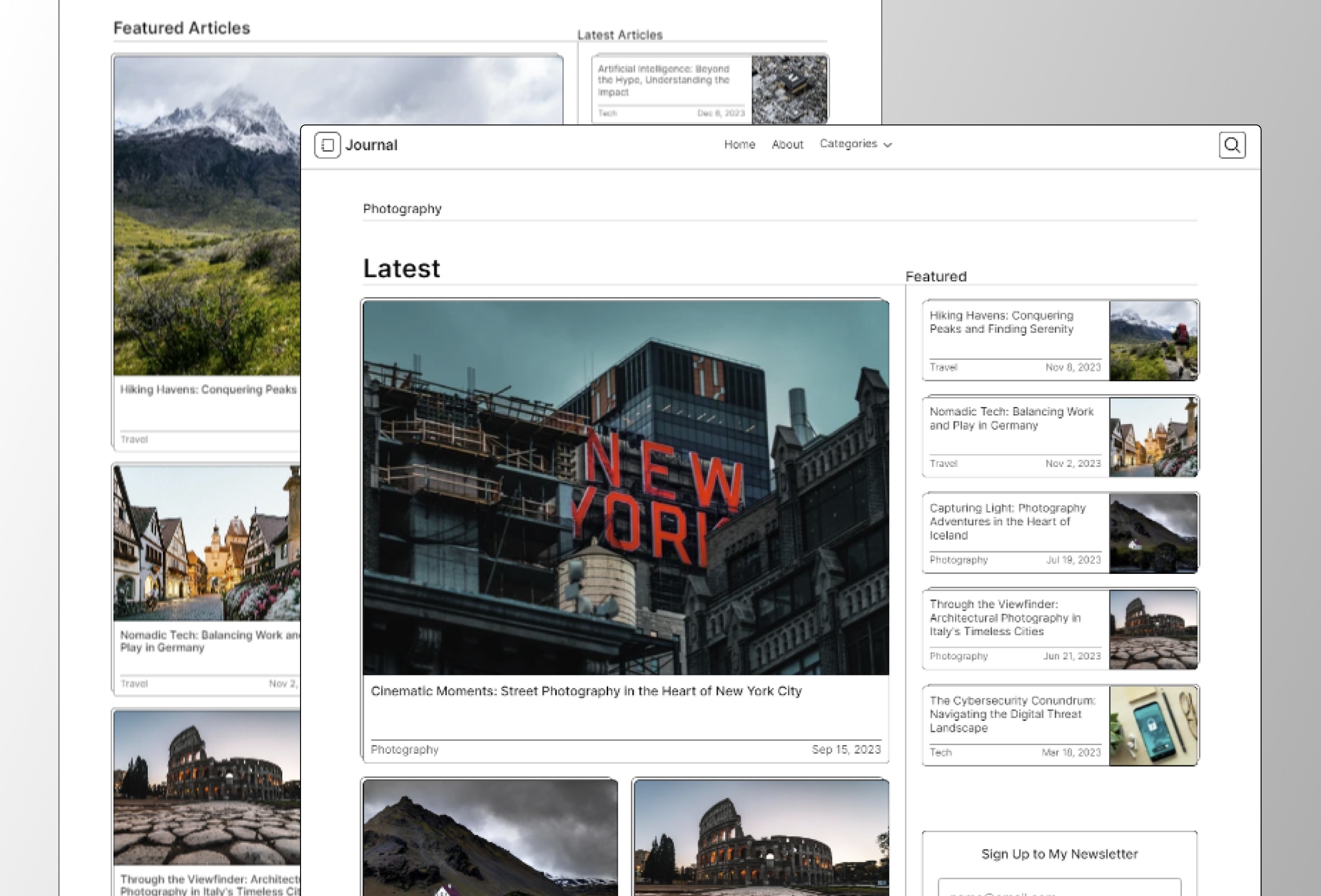 Journal Framer template preview 2