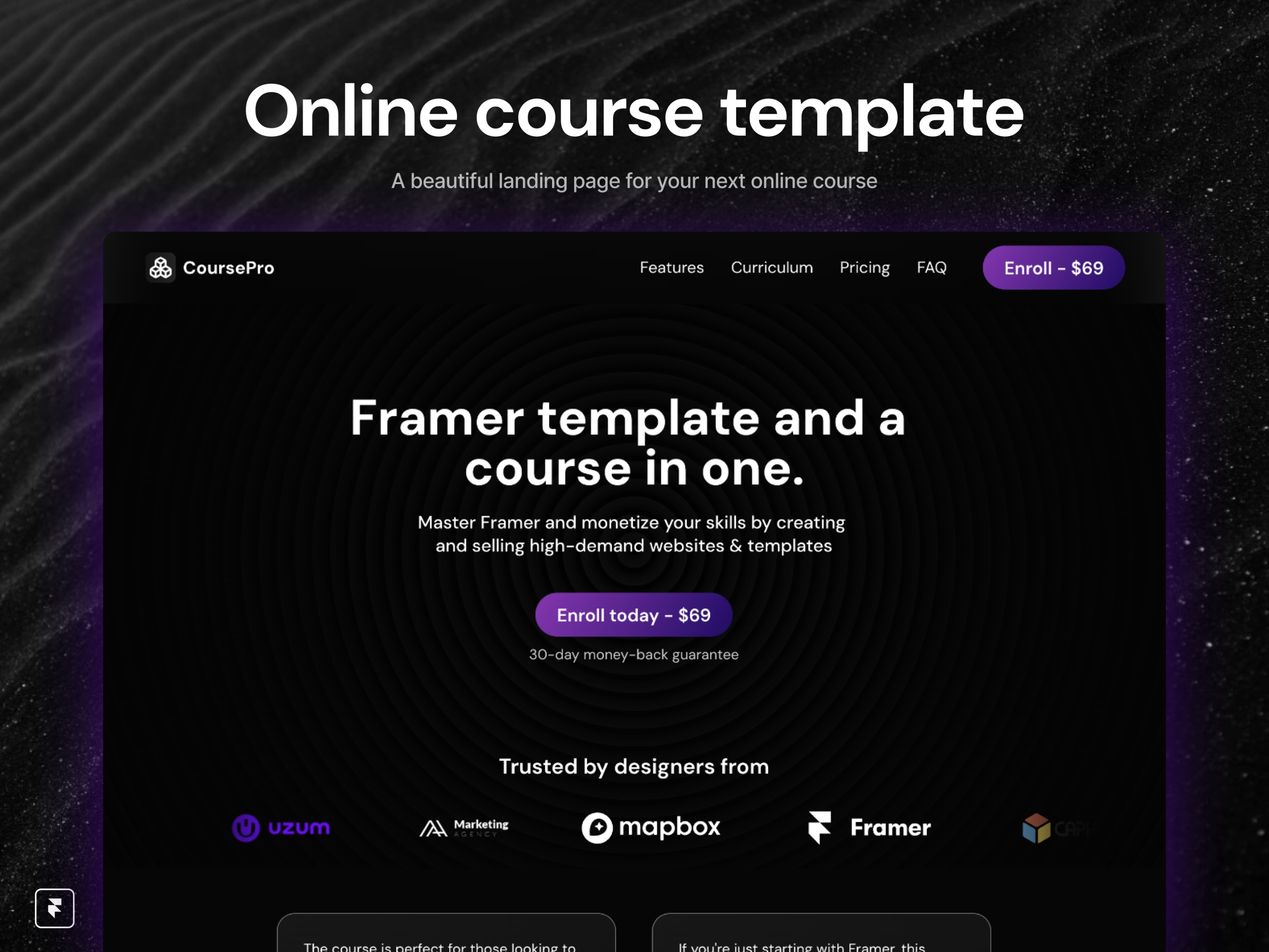 CoursePro Framer template preview 1