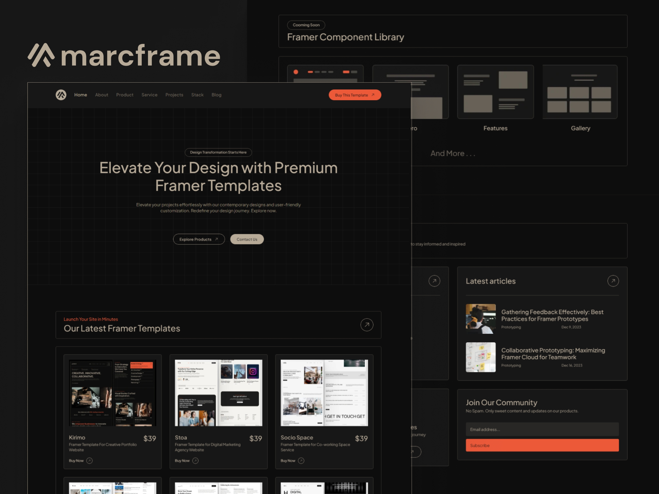 Marcframe Framer template preview 1