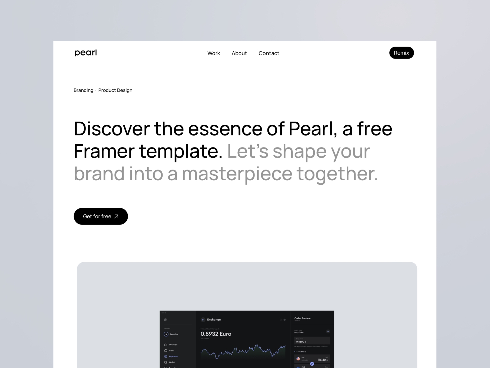 Pearl Framer template preview 1