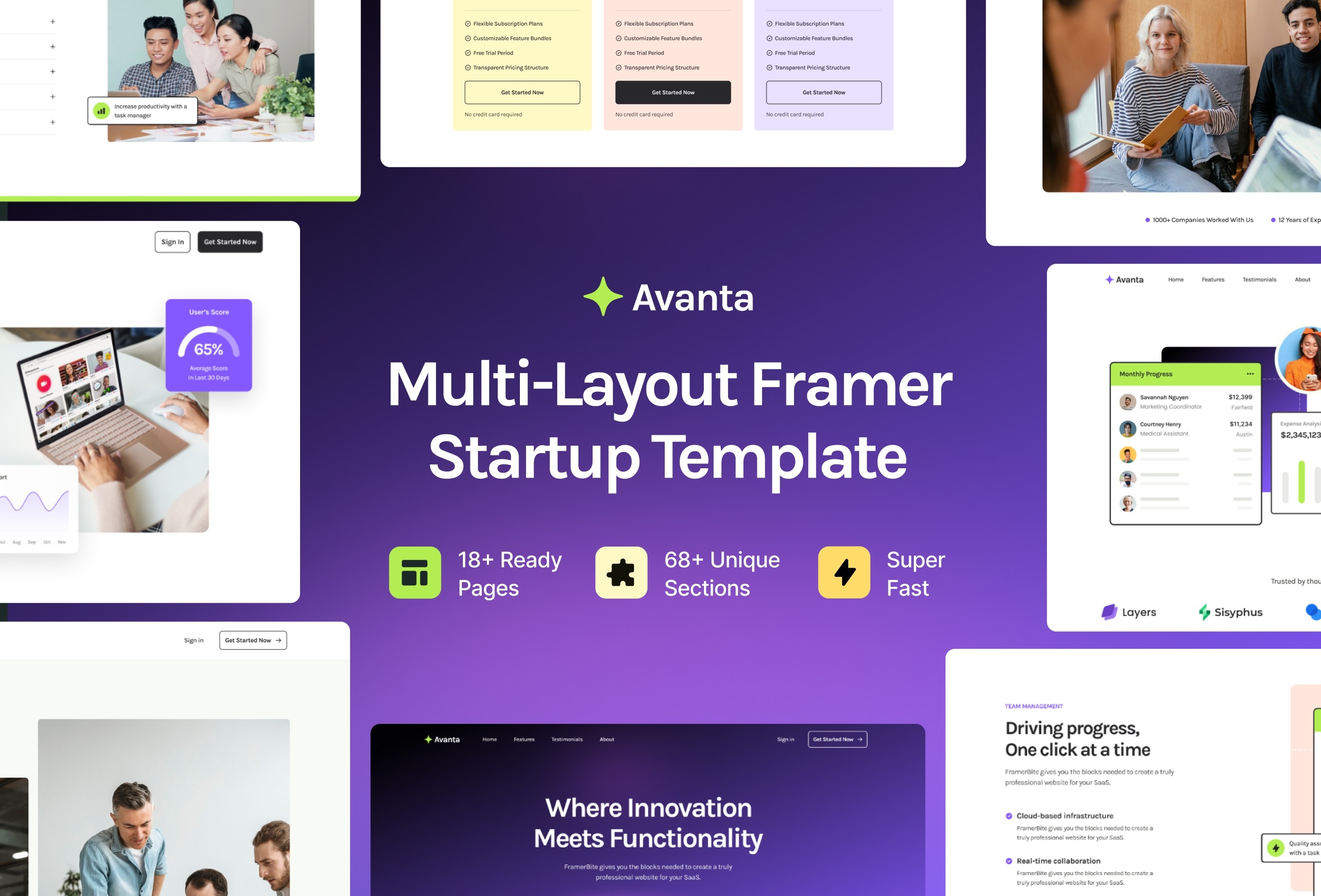 Avanta Framer template preview 1