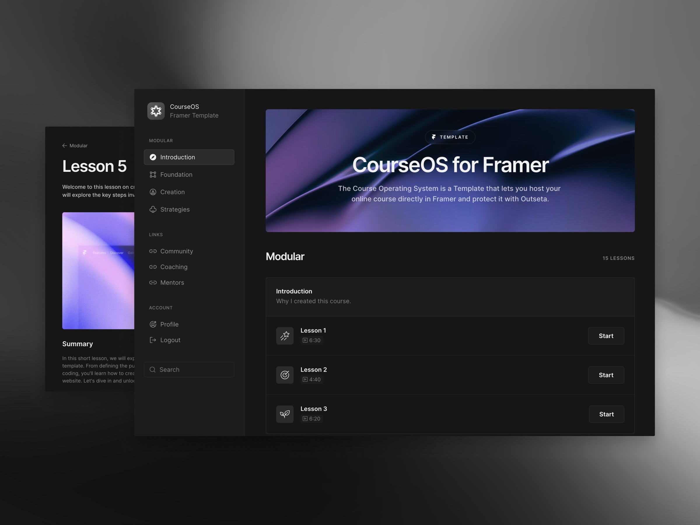 CourseOS Framer template preview 1