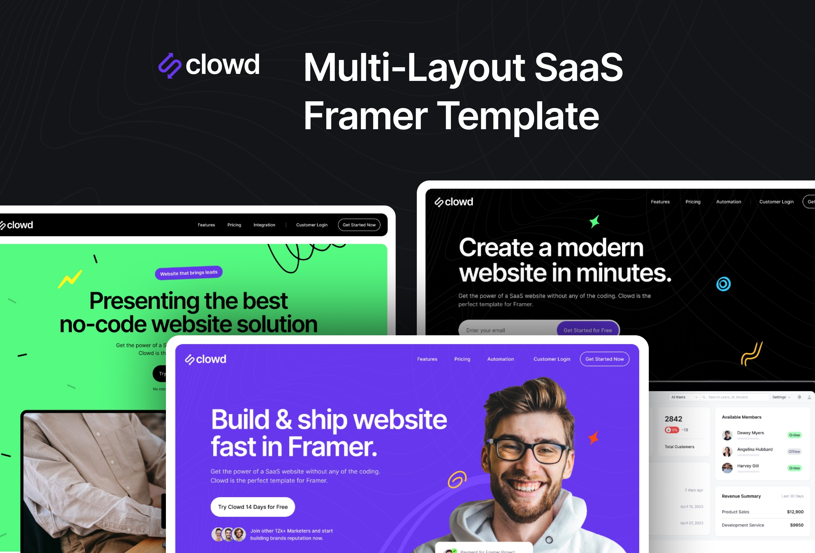 Clowd Framer template preview 1