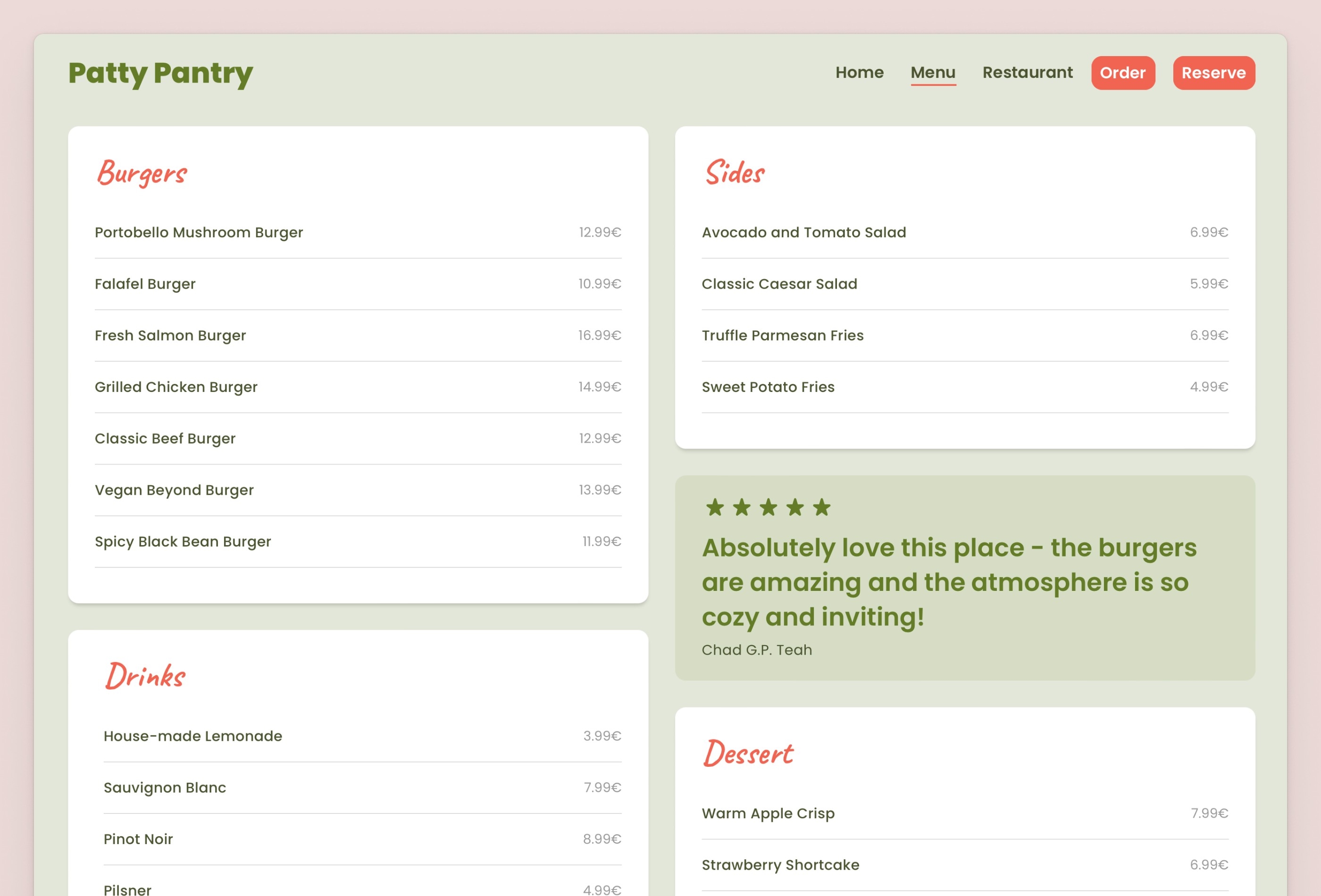 Patty Pantry Framer template preview 3