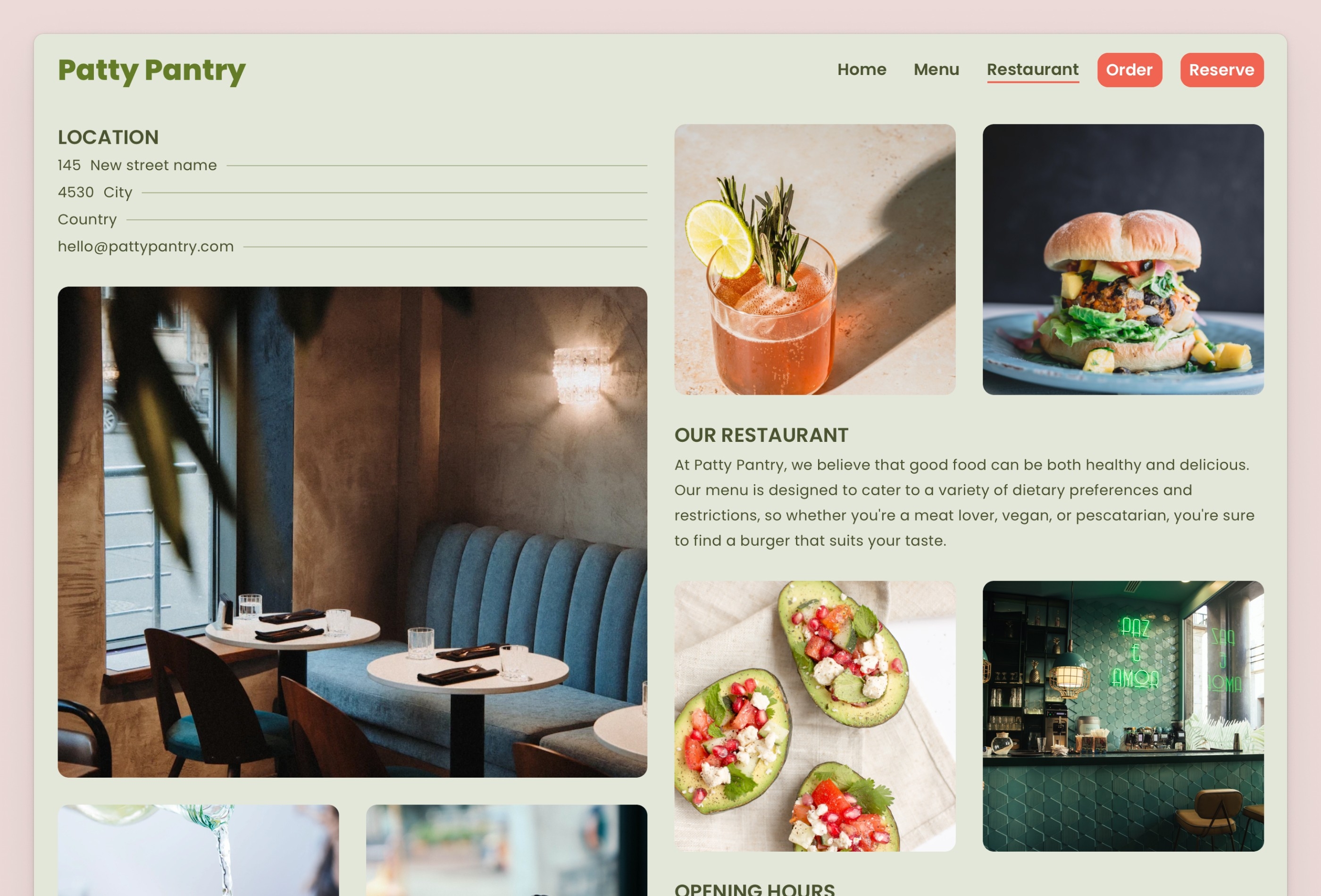 Patty Pantry Framer template preview 4