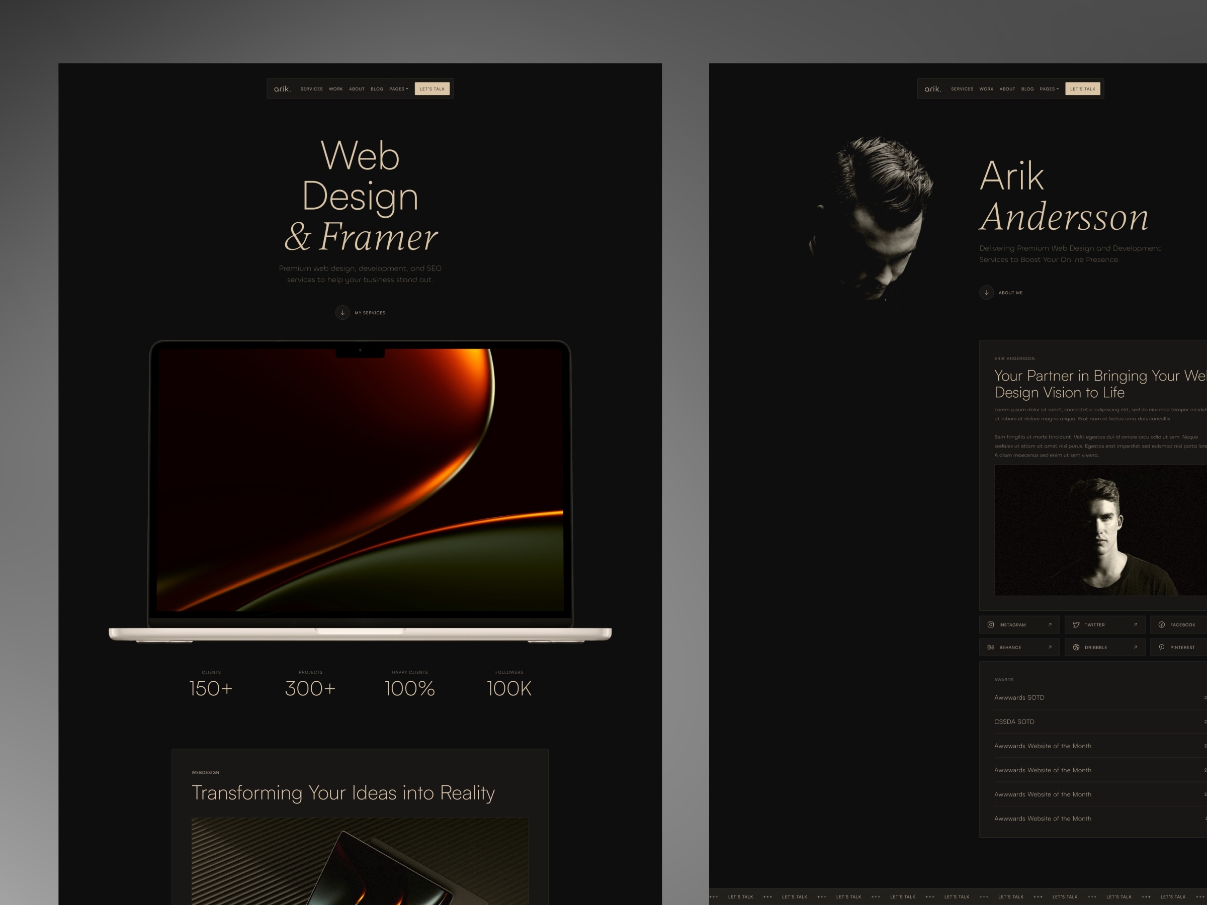 Arik Framer template preview 4