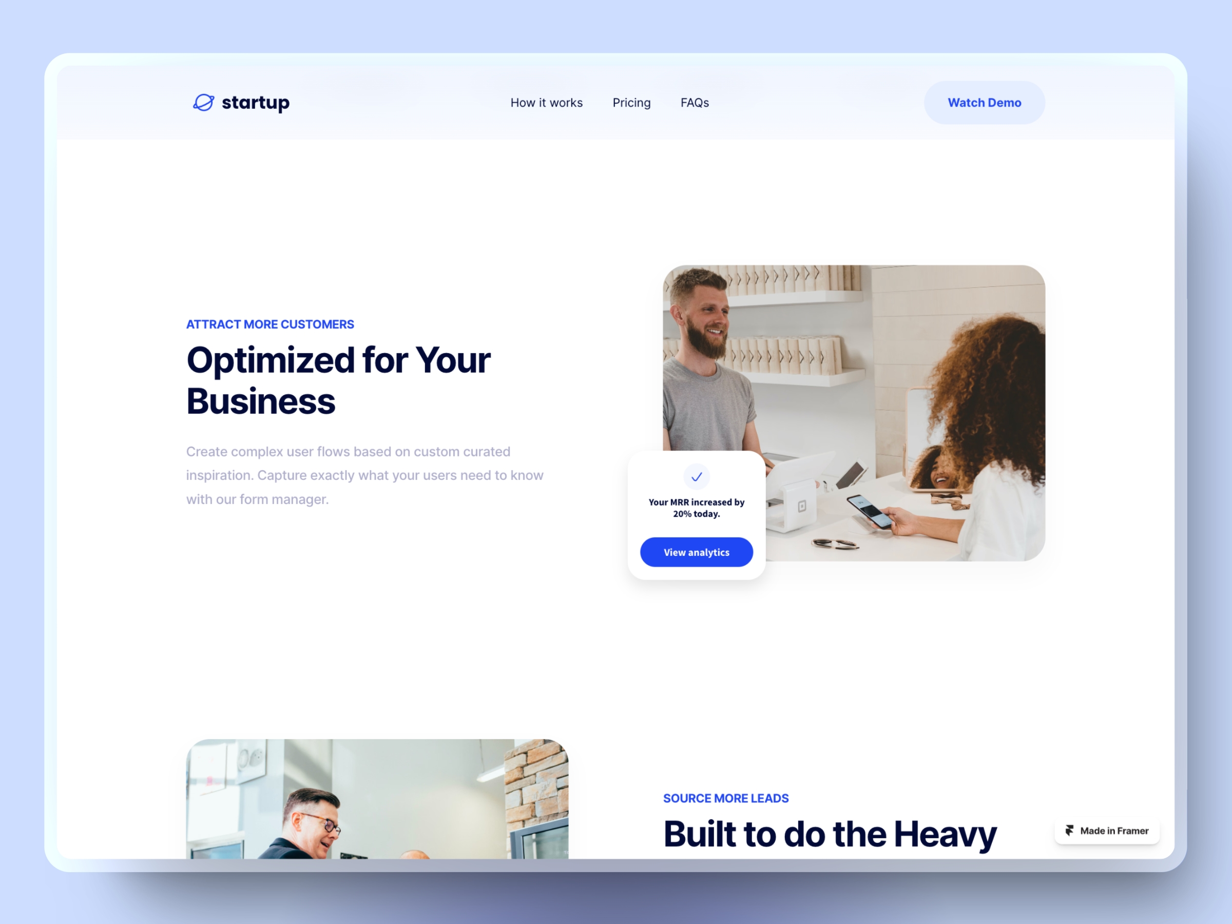 Startup Framer template preview 2