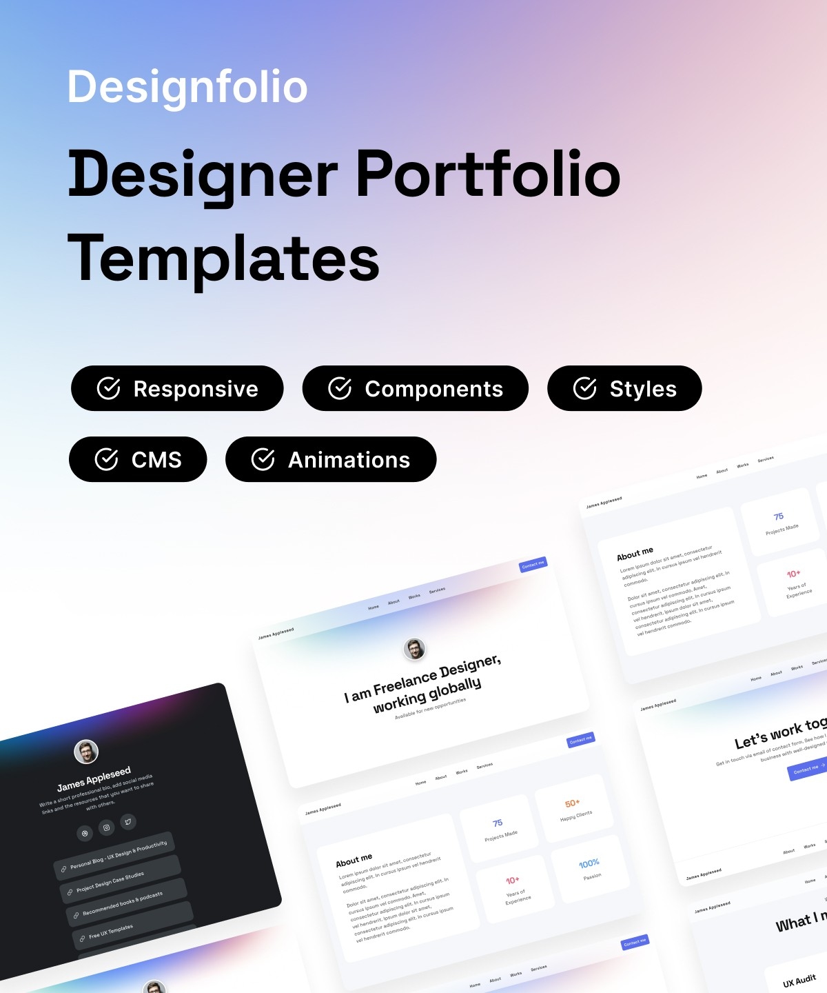 Designfolio Framer template preview 1