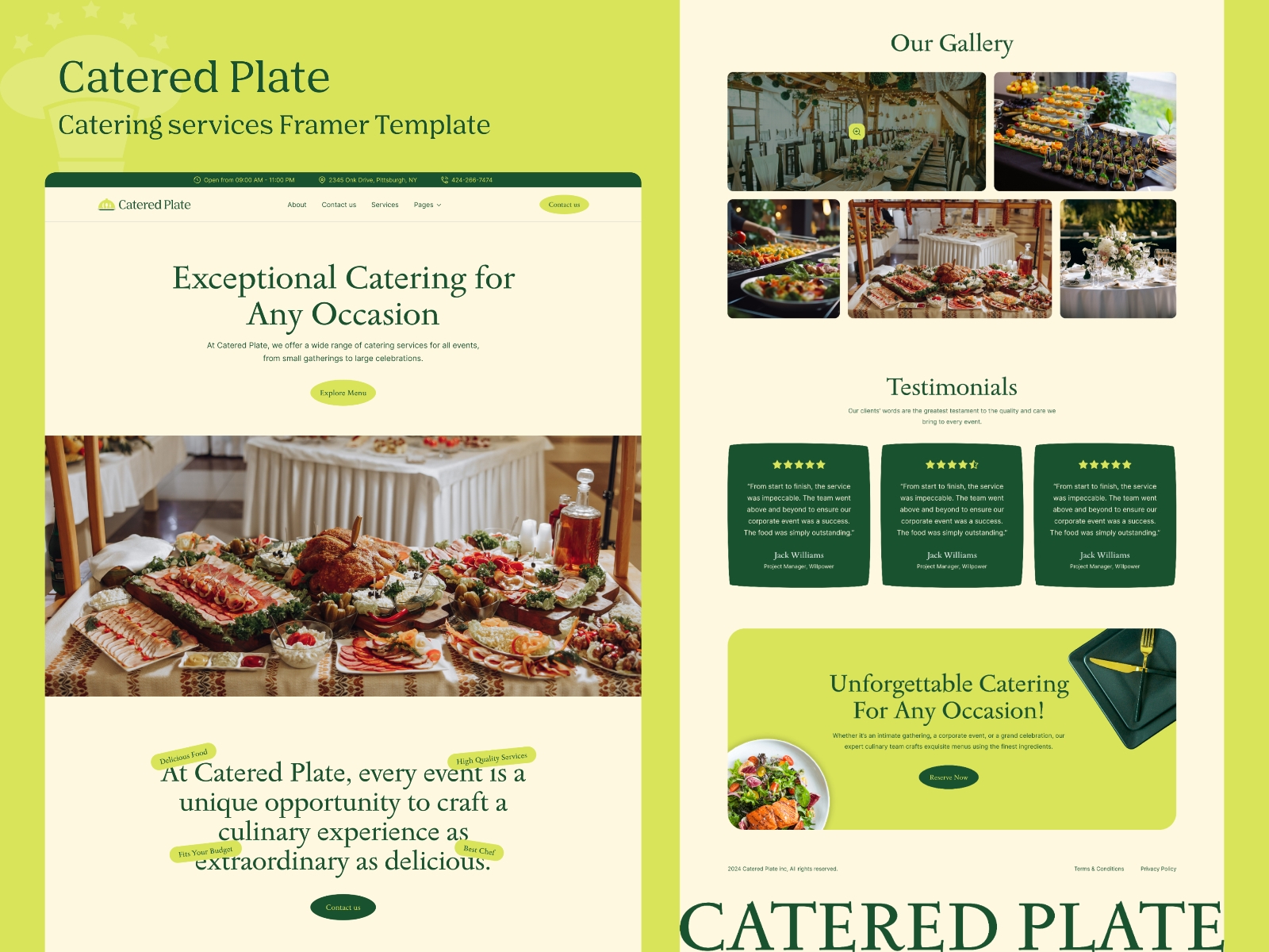 CateredPlate Framer template preview 2