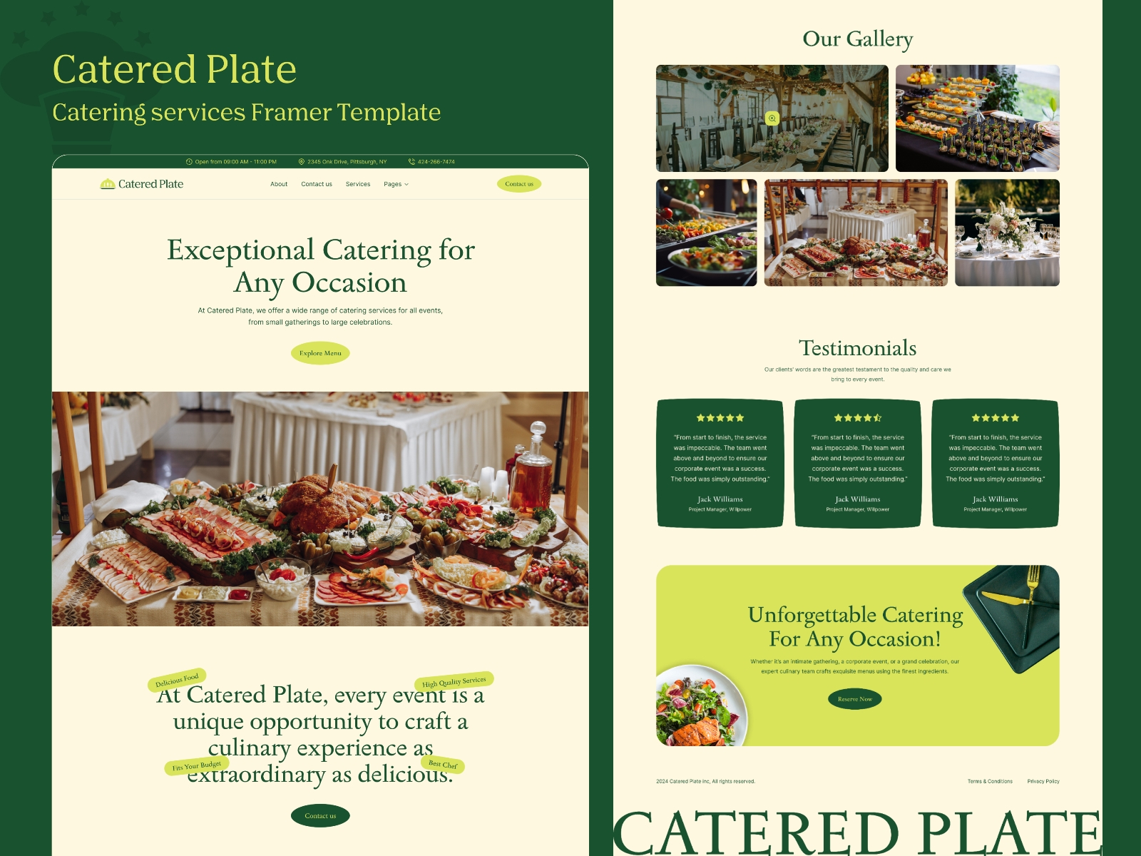 CateredPlate Framer template preview 3