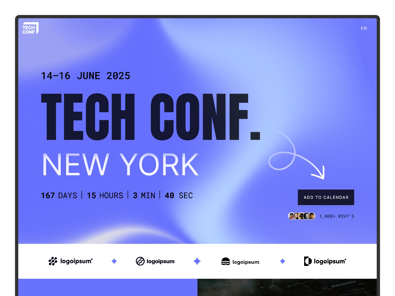 Tech Conf. Framer template preview 1