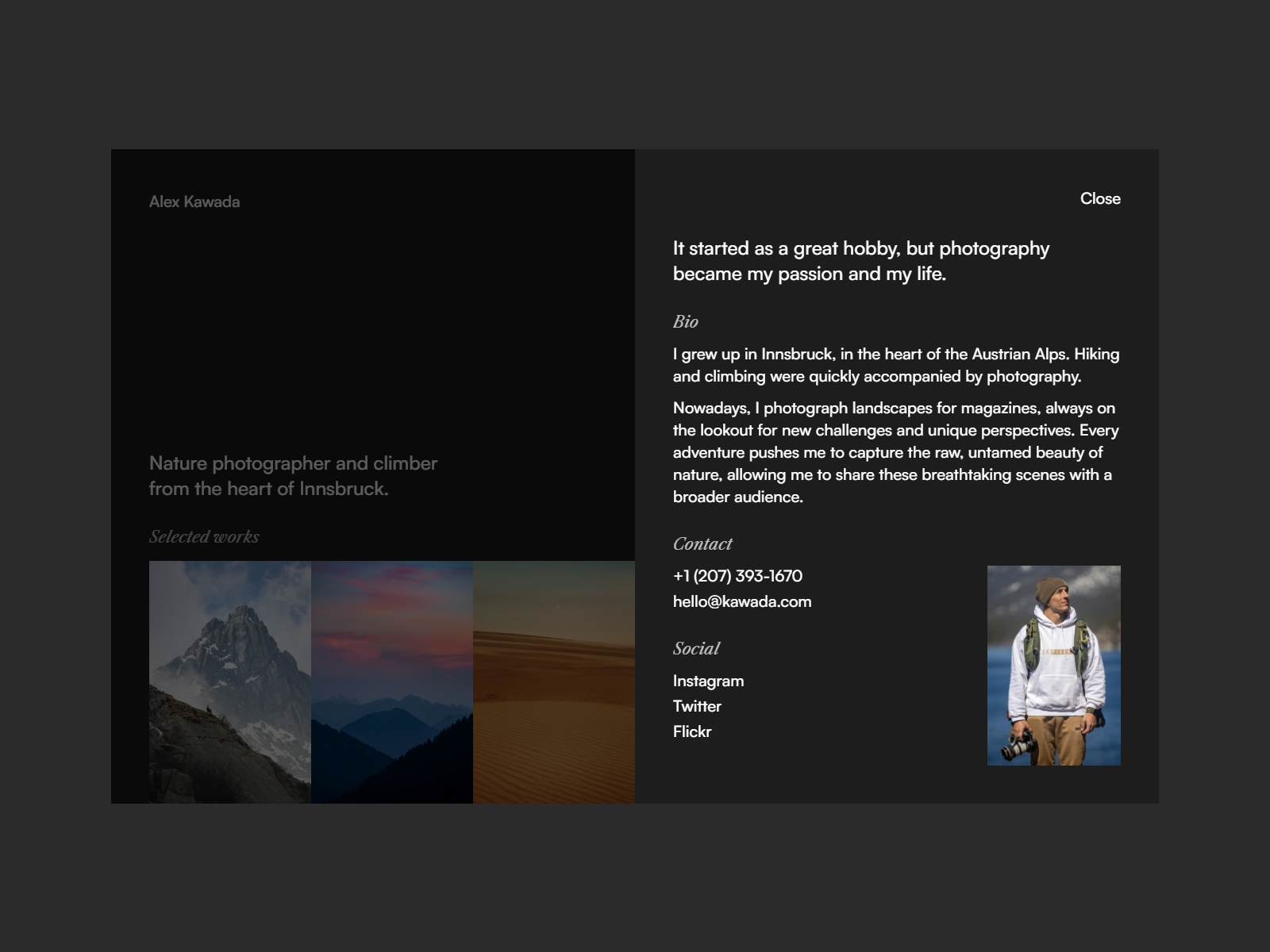 Kawada Framer template preview 2