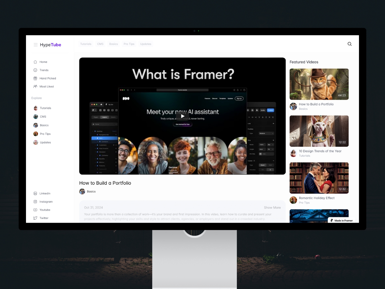 Hypetube Framer template preview 4