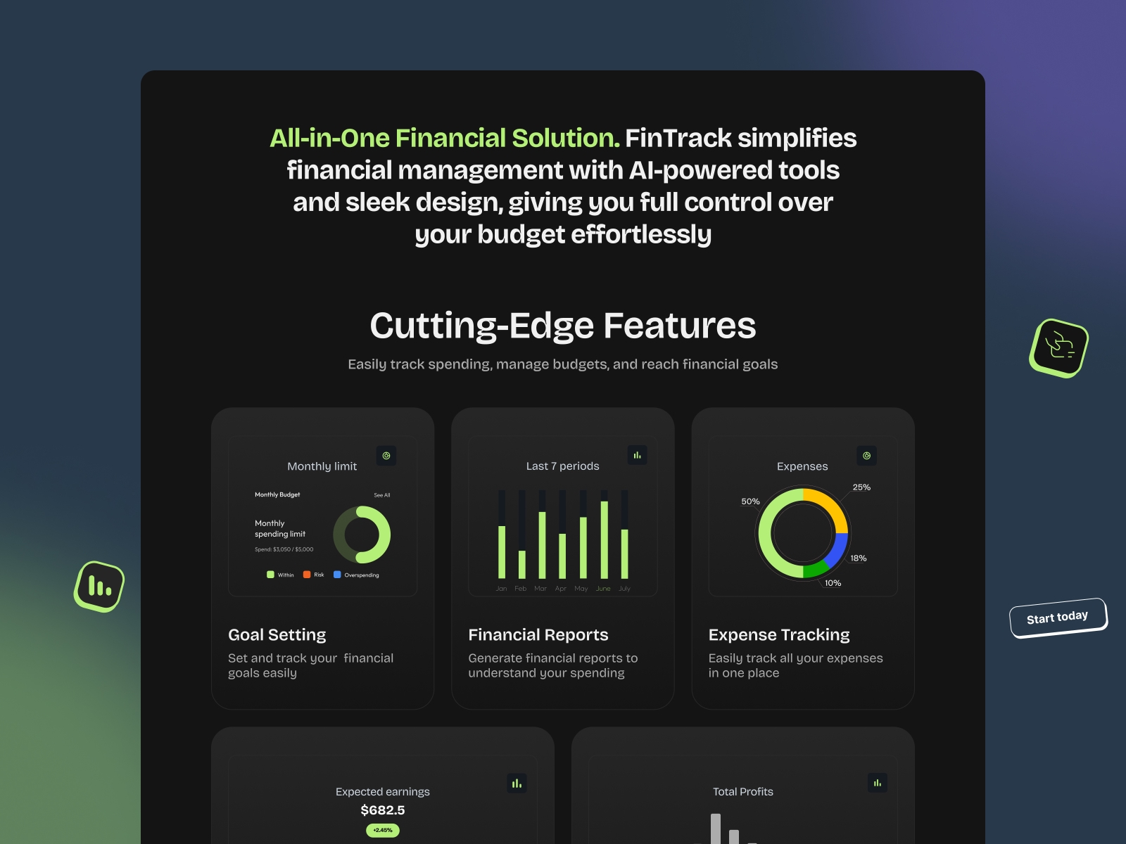 FinTrack Framer template preview 2