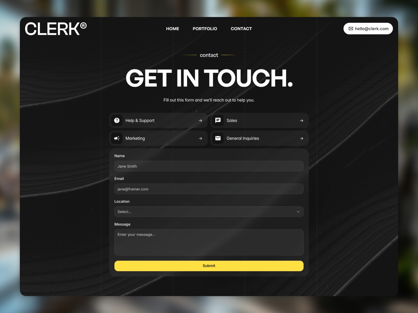 Clerk Framer template preview 4